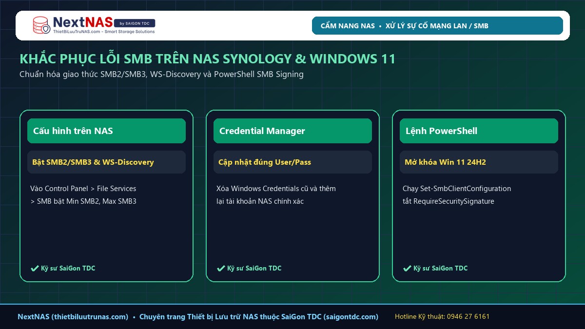 Sửa Lỗi Windows 11 Không Truy Cập Được NAS (Lỗi 0x80070035 & 0x80004005) - Hình 2: Sơ đồ kiến trúc & Thông số thực tế tại NextNAS