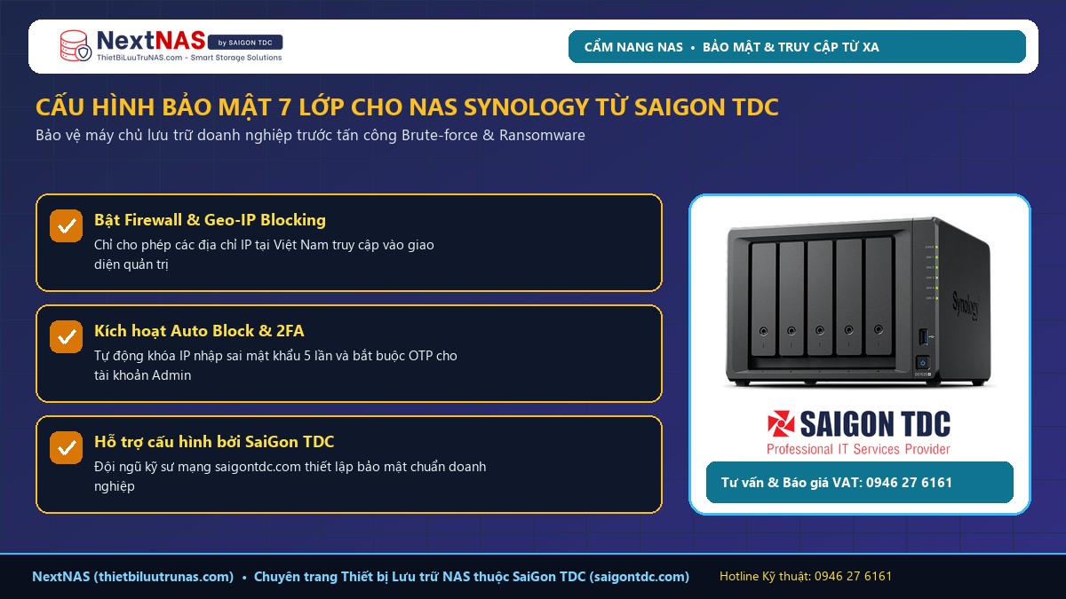 3 Cách truy cập NAS Synology từ xa qua Internet an toàn nhất (QuickConnect, DDNS SSL & Tailscale VPN) - Hình 3: Khuyến nghị triển khai thực tế từ SaiGon TDC (saigontdc.com)