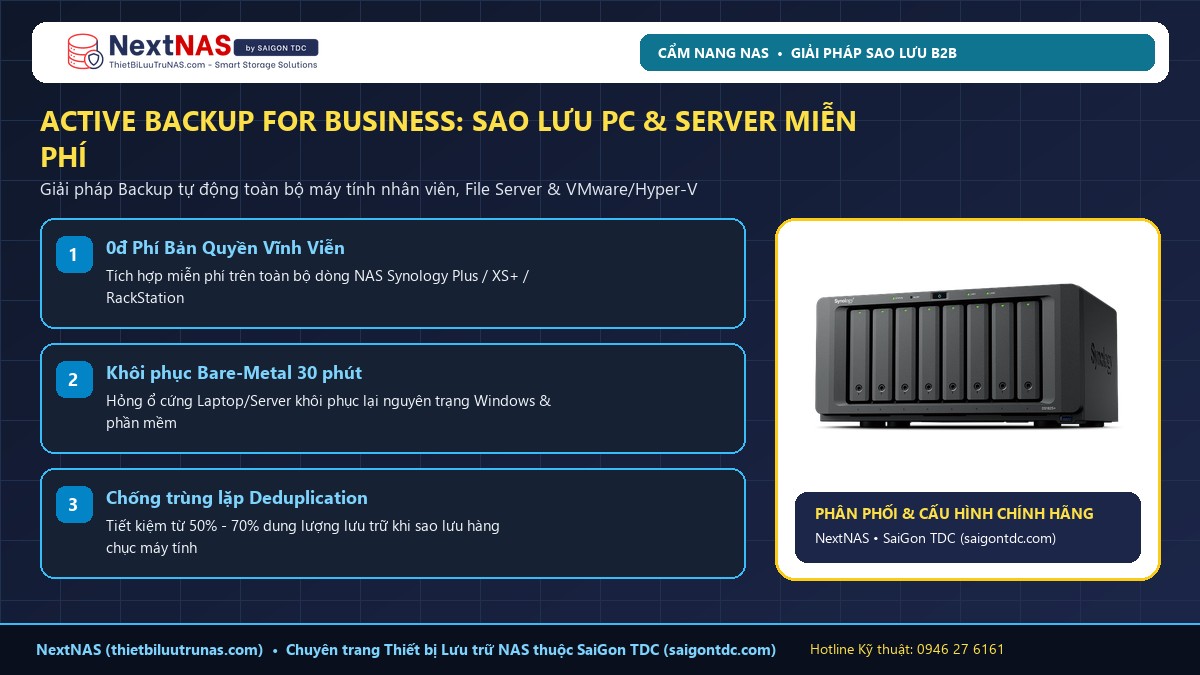 Hướng dẫn cấu hình Synology Active Backup for Business: Sao lưu tự động toàn bộ PC, Laptop & Server miễn phí - Hình 1: Tổng quan & Phân tích kỹ thuật bởi Kỹ sư SaiGon TDC