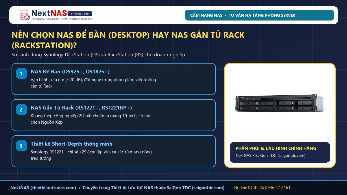 So Sánh NAS Để Bàn (DiskStation) Và NAS Gắn Tủ Rack (RackStation) Cho Công Ty - Tổng quan kỹ thuật tại SaiGon TDC