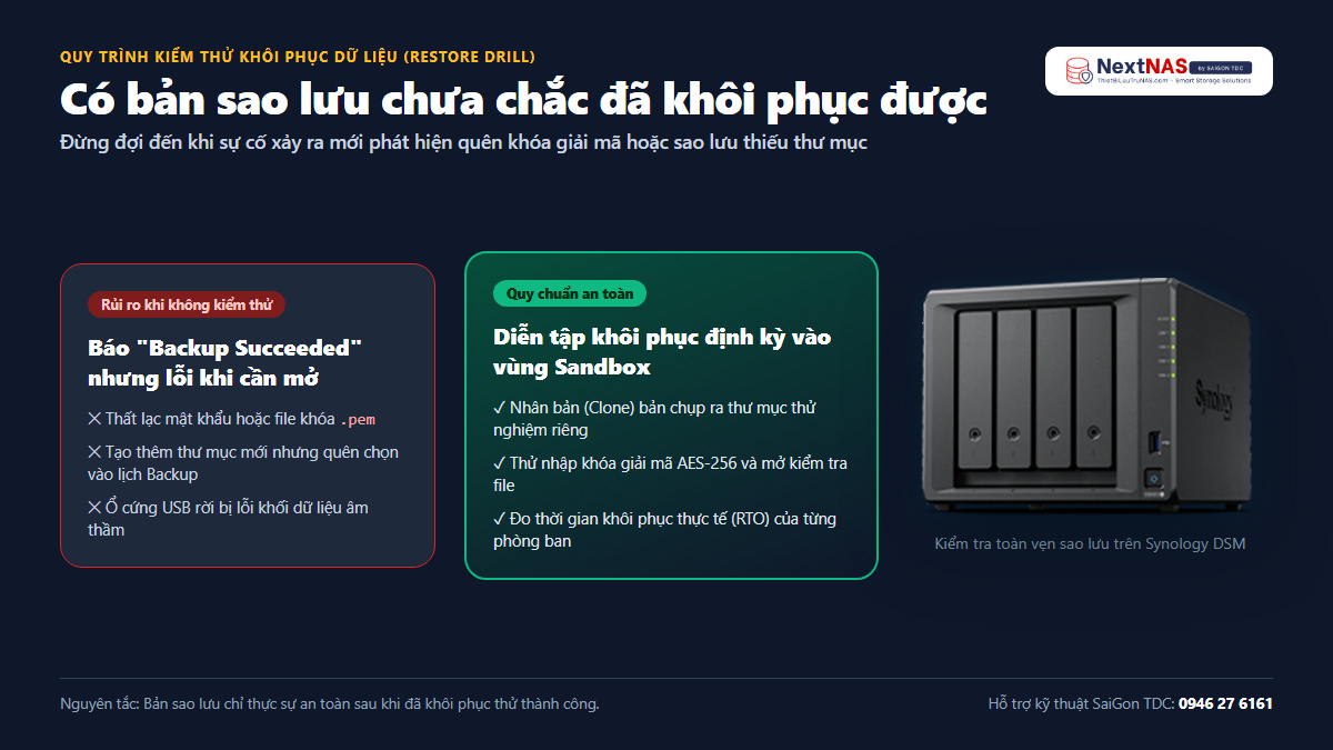 Quy Trình Kiểm Thử Khôi Phục Dữ Liệu Từ NAS (Restore Drill) Chuẩn Kỹ Thuật - Tổng quan kỹ thuật tại SaiGon TDC