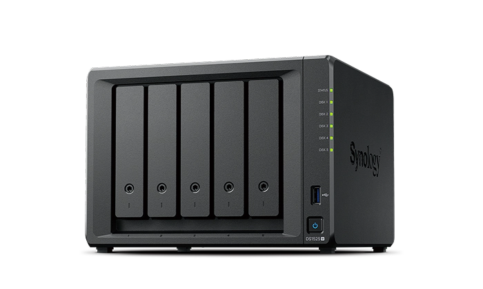 Thiết bị lưu trữ NAS Synology DiskStation DS1525+ (5-Bay, 8GB ECC, Dual 2.5GbE, Hỗ trợ 10GbE)